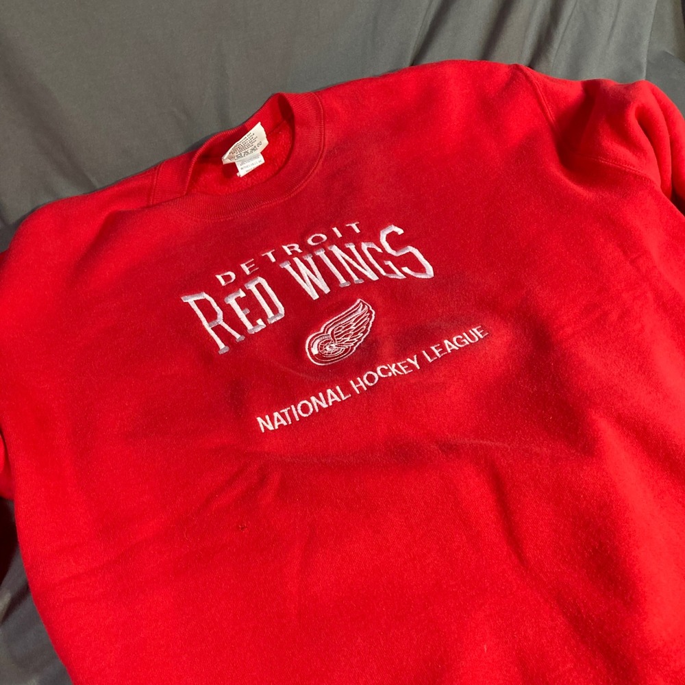 Lee Sport Detroit Red Wings Sweatshirt Mens XL Red Embroidered NHL Vintage